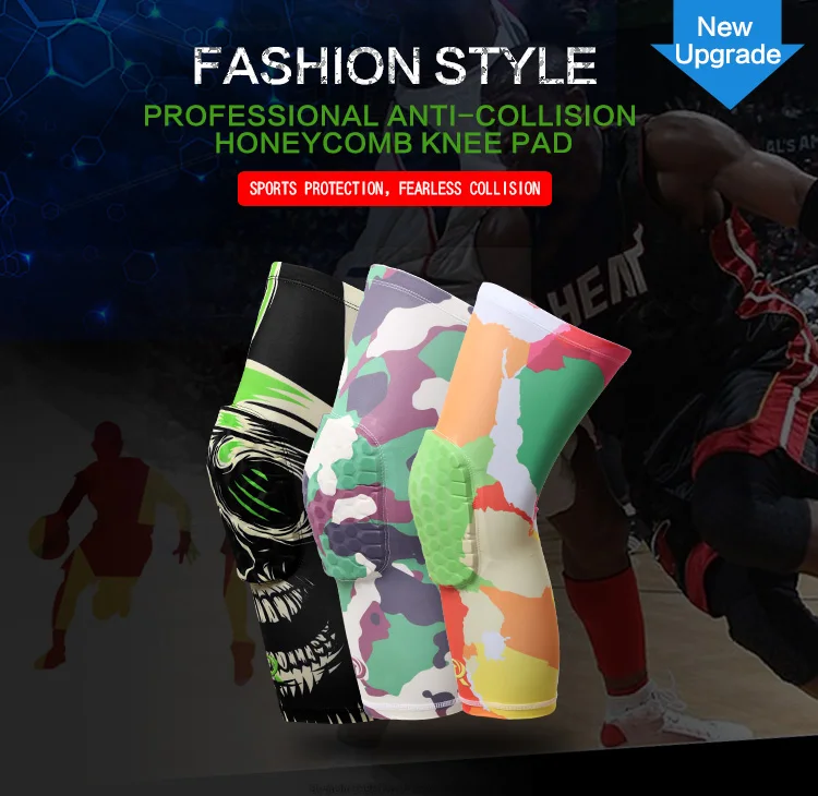 01Color Printing Professional Mountain climbing Iycra Crossfit Kneepad Basketball Spandex Basketball Knee Brace (2)