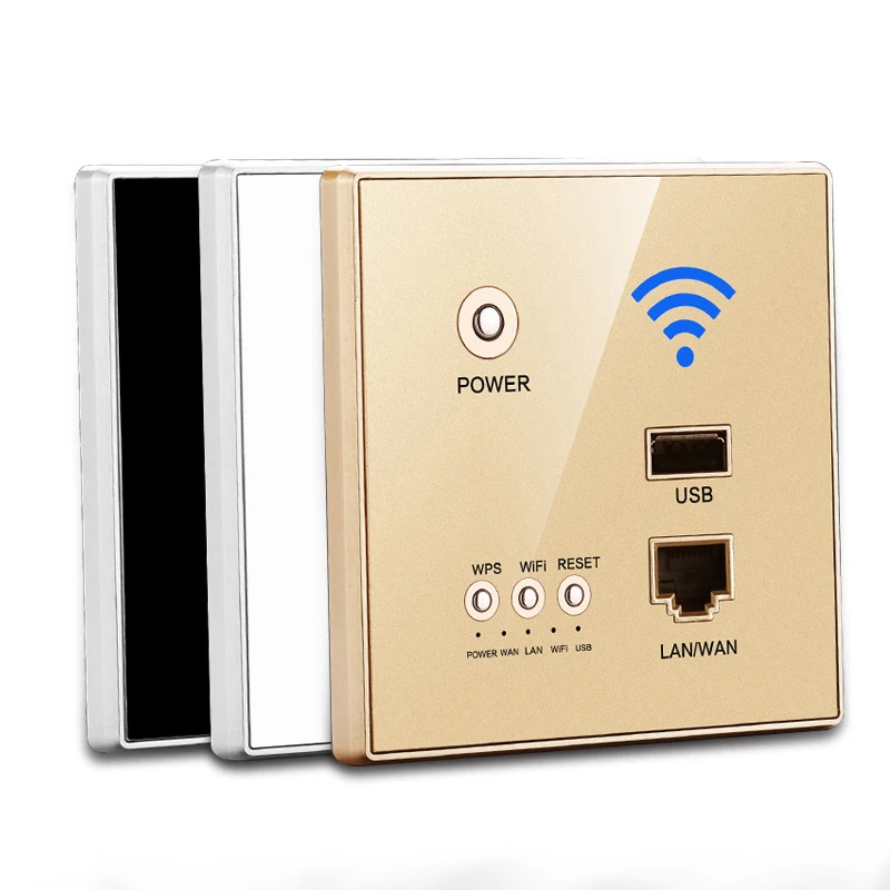 

300Mbps Wall Socket Panel WiFi Router Repeater AP Relay Smart Wireless WIFI Repeater Extender Router Panel USB Socket for Hotel