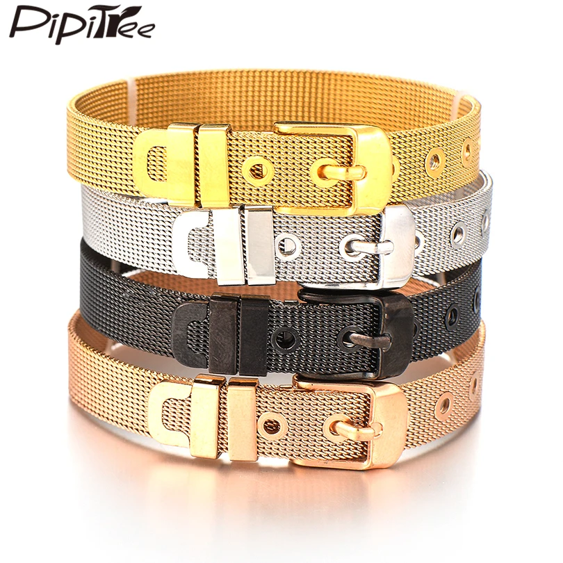 Pipitree браслет из нержавеющей стали DIY сетки для слайдера амулеты золотой цвет
