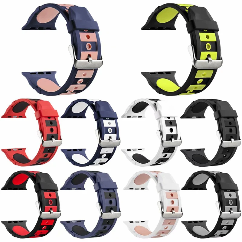 

Strap For Apple Watch Band 38mm 40mm Silicone Sport Watch Strap For Apple Watch 4 44mm 42mm Breathable Replacement Bands