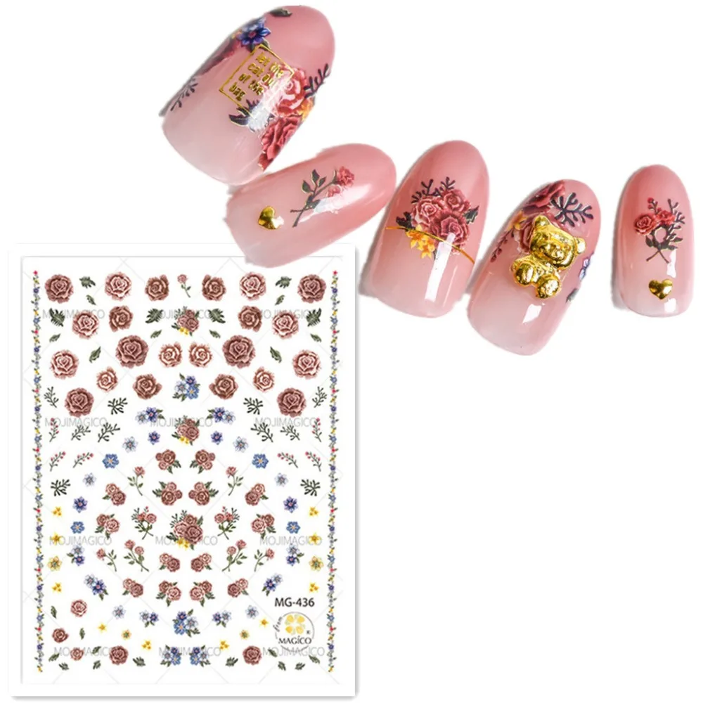 

Newest MG-436 flower 3d nail sticker decal stamping template Japan korea type DIY nail decorations for nail art