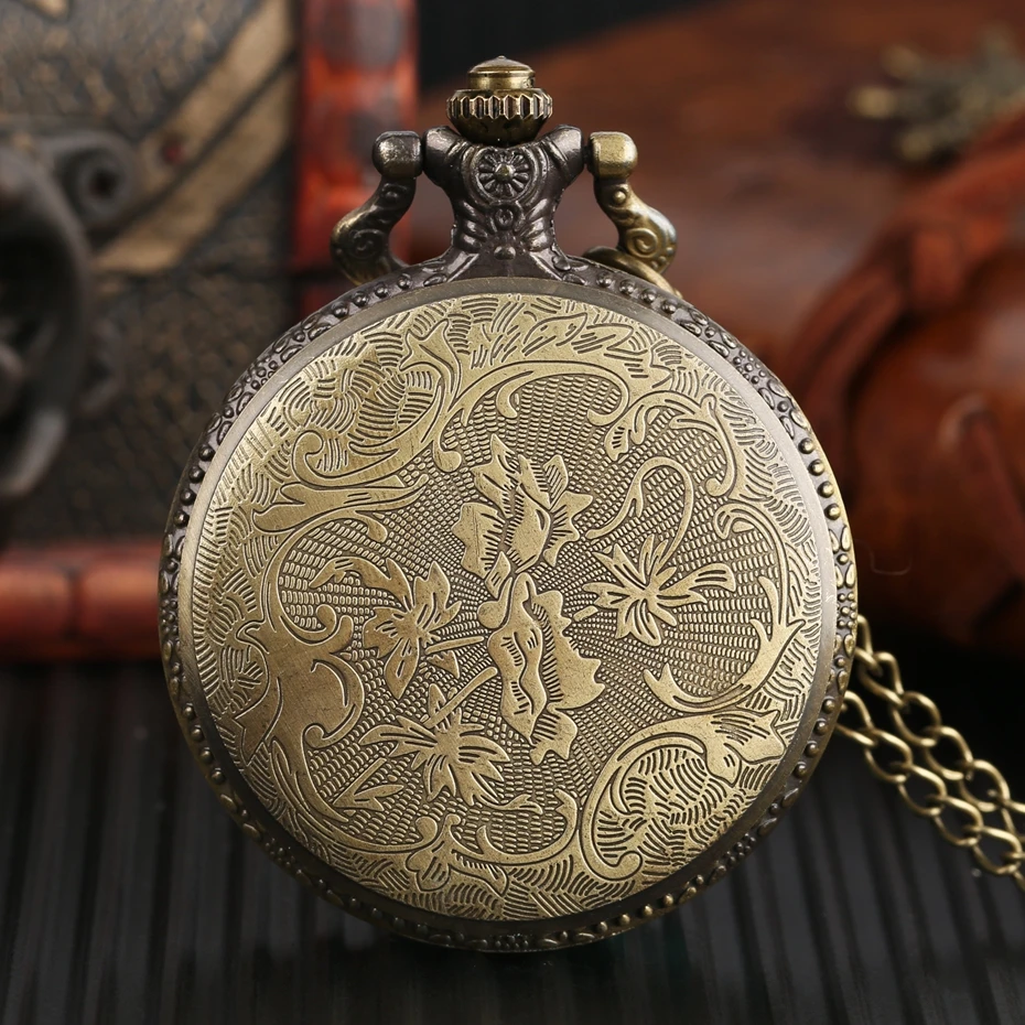 Vintage Bronze White Skull Dial Analog Pocket Watch Luxury Fashion Necklace Antique Style Fob Quartz Orange Roman Numerals Watch 2017 (8)