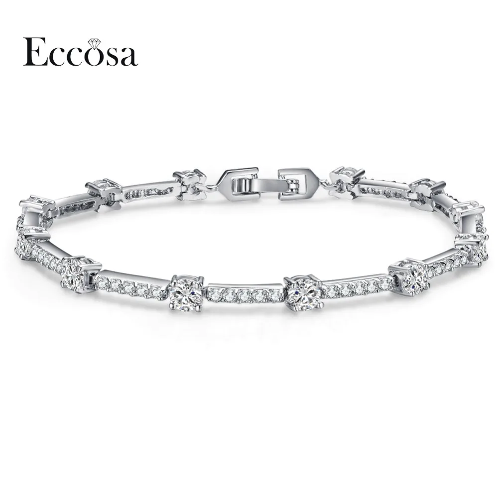 ECCOSA Drop Shipping Luxurious Crystal AAA Zircon Bracelets & Bangles Cuff Bracelets For Woman