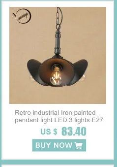 Промышленные арт-деко Утюг окрашены подвесной светильник светодио дный E27 5 фары с 2 цвета винтаж подвесной светильник для красоты спальни Ресторан