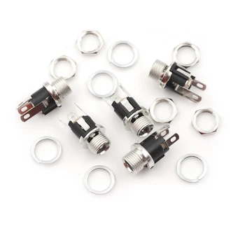 

5 Pcs 5.5mmx2.1mm DC PowerFemale Jack Socket Panel Mount Connector