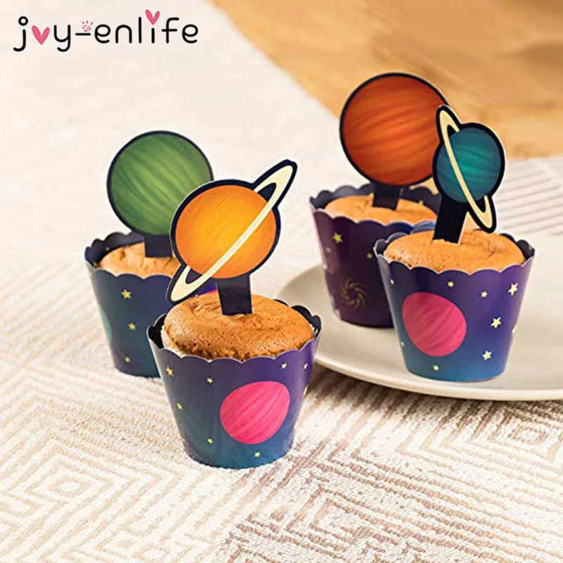 Outer Space Kids Birthday Party Disposable Tableware Sets Decoration Paper Plates Cups Napkins Planet Solar System Galaxy Party