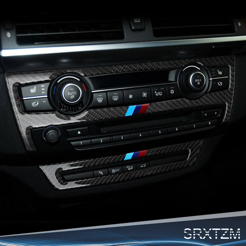 

SRXTZM Carbon Fiber Refit Car AC CD Control Decor Frame Gearshift Panel Decoration Sticker For BMW E70 E71 X5 X6 2008-2013