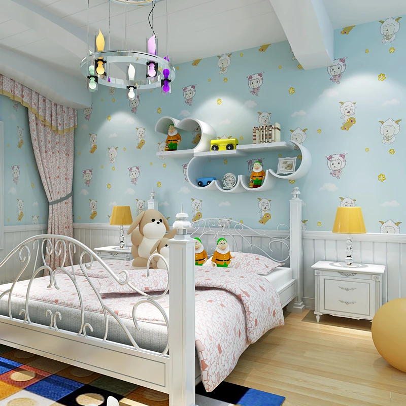

2017 Cute child radiant non-woven pearl wallpapers boy girl bedroom background wall paper CH001