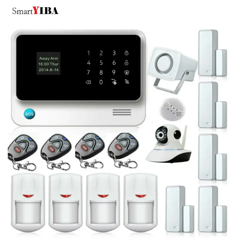

SmartYIBA WIFI GSM Burglar Security Alarm System APP Remote Control Door Sensor Alarm Camera Detector Alarm Kits House Alarm
