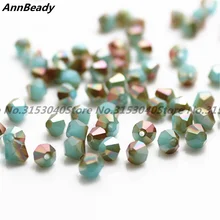100pcs Blue Golden Color 4mm Bicone Crystal Beads Glass Beads Loose Spacer Beads DIY Jewelry Making Austria Crystal Beads