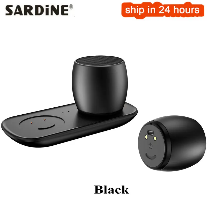 Sardine F1 металлический Bluetooth динамик s TWS система Колонка портативный мини-динамик 3D стерео компьютерный сабвуфер громкий динамик MP3-плеер - Цвет: Black