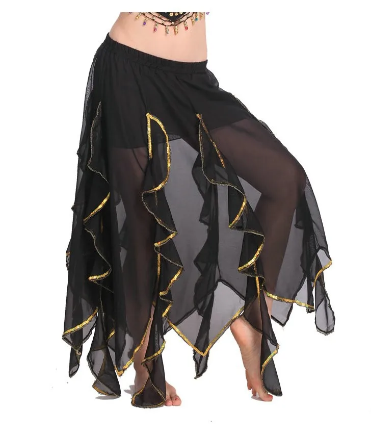 Новая оптовая продажа дешевая юбка для танца живота шифон для женщин Танец живота Костюм для тренировок юбки цыганская танцевальная
