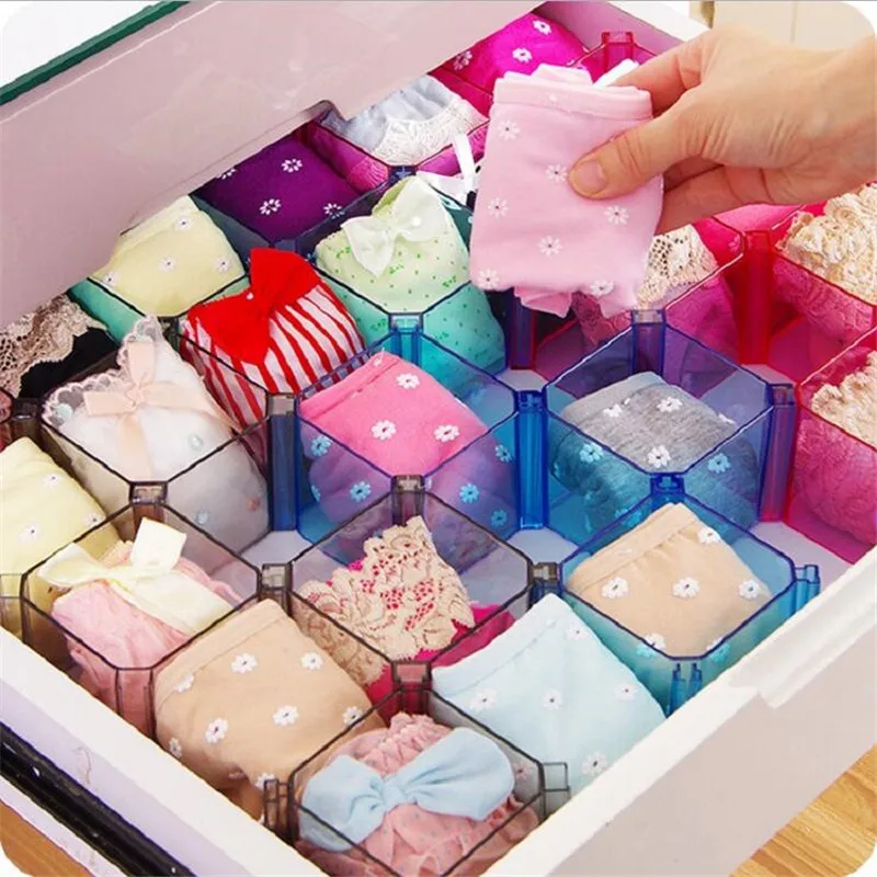 4Pcs/Set Drawer Organizers Adjustable Clothing & Wardrobe Storage Box Underwear Stock Divider Desktop Plastic Box Organizer