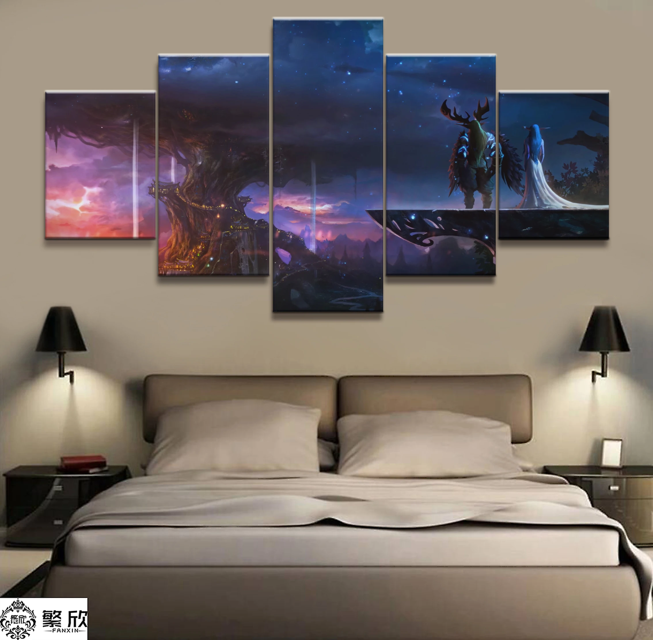  5 Piece Video Game WOW Warcraft DOTA 2 Painting Poster Decorative Mural Art Room Wall Decor Canvas 