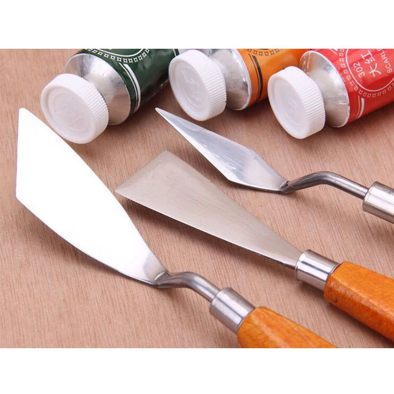 Масло малярный скребок палитра нож искусство акрил, гуашь лезвие краски выбрать нож 3 комплекта