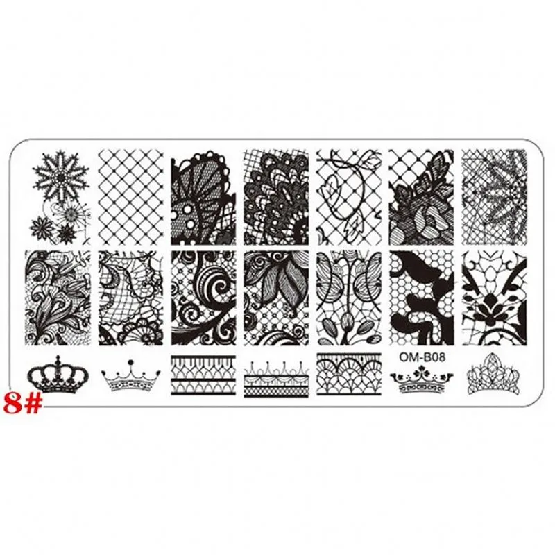 

1 x Nail Art Stamping Plate Template Lace Flower Crown Pattern Nail Design Image Plate 12*6cm Rectangle Manicure Tools OM-B08GB#