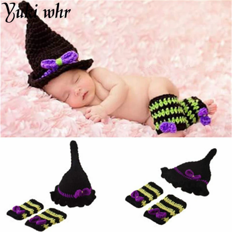 

newborn baby photography props guide baby crochet knitting knit shaman clothing witch hats + leg sets