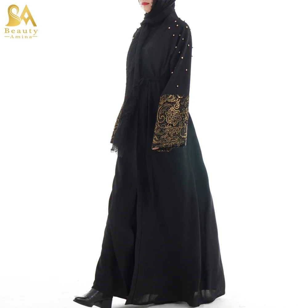 Caidigan Black Robe модный мусульманский халат для взрослых вышитый бисером