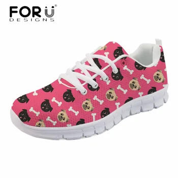 

FORUDESIGNS Cartoon Cute Dog Students Casual Sneakers Flats Stylish Women Comfortable Light Lace Up Shoes Breathable Walk Shoes