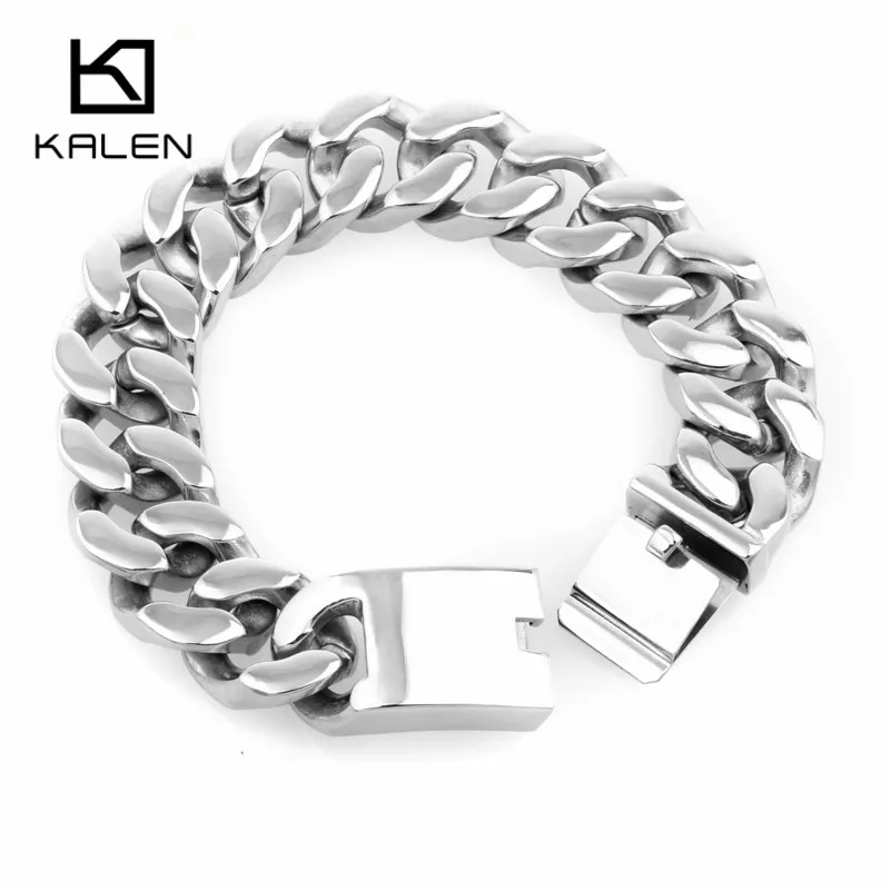 

Kalen 23cm Male Stainless Steel Link Chain Bracelet For Men Heavy Chunky Bike Chain Bracelets Jewelry From China