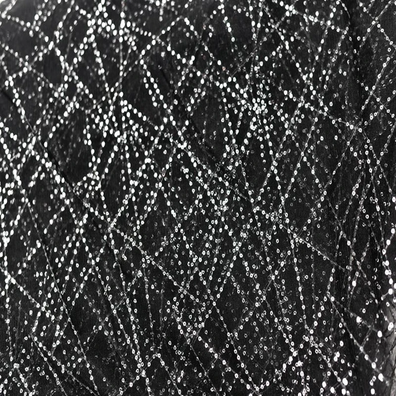 Ширина 150 см X 50 см блестящая сетчатая ткань из тюля с блестками для свадебного платья с вуалью юбка-пачка кружевная ткань ручной работы - Цвет: Черный