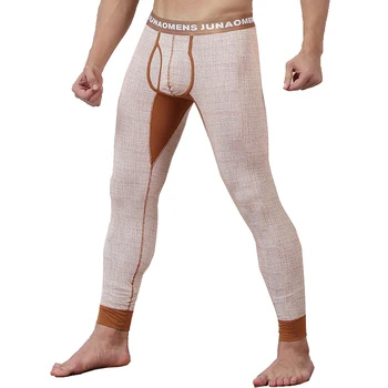 

2019 New Thermal Underwear Bottoms Mens Long Leggins Hombre Men Autumn Winter Warm Thin Pants Large U Pouch Underpants M-XXL