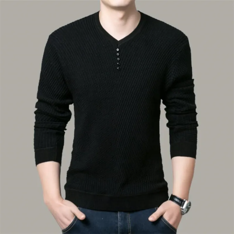 Solid Color Sweater Men V Neck Men Sweater Long Sleeve Mens Sweaters Wool Casual Dress Cashmere Knitwear