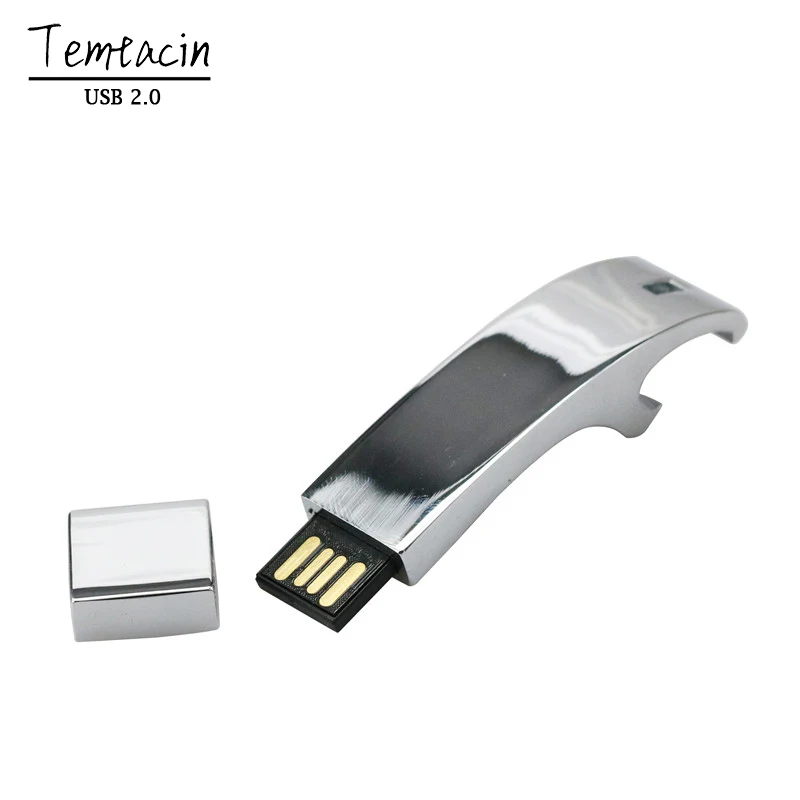 Новый флэш-накопитель USB Нержавеющая сталь ключ для бутылок 8 ГБ 16 ГБ 32 ГБ памяти USB Stick 2,0 Pen Drive флешки для ПК