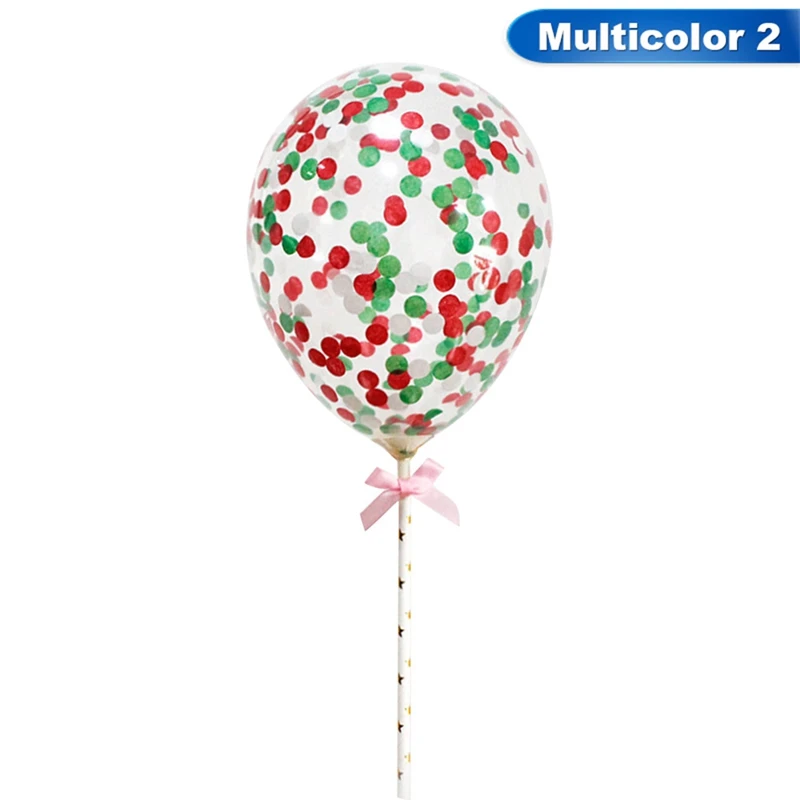 1 шт. 5 дюймов конфетти воздушный шар торт Топпер украшения с бумажной соломенной лентой стол Baby Shower один день рождения Свадебная вечеринка поставки - Цвет: mc2