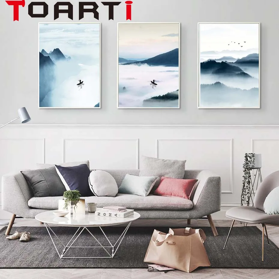 

Hazy Art Modern Natural Landscape Wall Art Canvas Poster And Print Canvas Painting Landscape Pictures Living Room Home Decor
