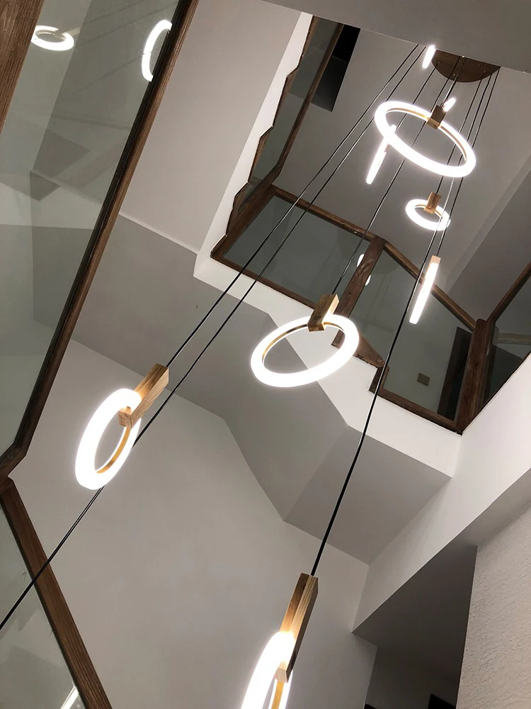 Modern LED chandelier nordic living room pendant lamp bedroom fixtures staircase lighting loft illumination long hanging lights