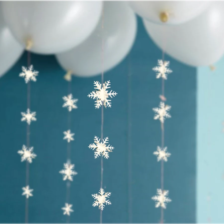 Замороженные товары для дня рождения 3м белый блестящий 3D Снежинка из бумаги Гирлянда Рождество свадьба сцена год баннер, домашнее украшение