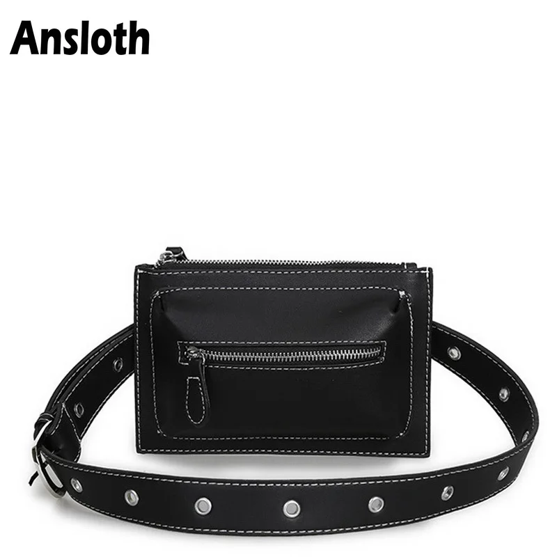 

Ansloth New Arrival Thread Women's Bag Simple PU Leather Mini Belts Bags Casual Chest Bag For Fashion Female Phone Bags HPS329