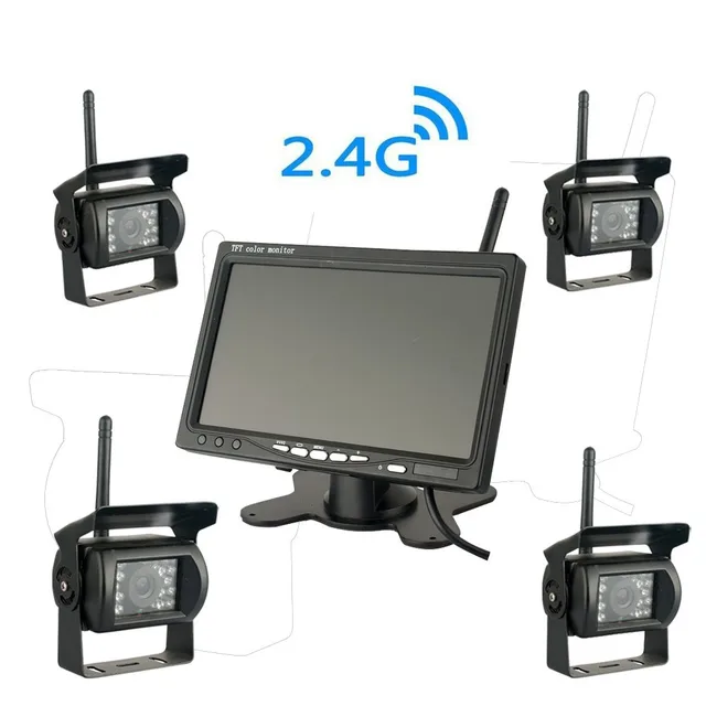 Cheap Wireless 4 Camera Security System with 7" LCD Monitor and Remote