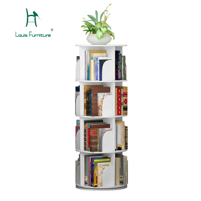 

Louis Fashion Bookcases Creative Rotating 360 Degree Modern Simple Shelf Children's Corner Table Simple Student Landing