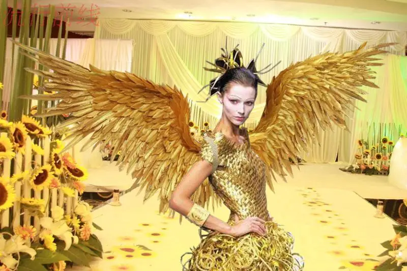 NEW-Costumed-beautiful-Gold-angel-feather-wings-for-wedding-Photography-Display-Party-wedding-decorations-EMS-Free