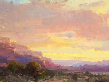 Hand-painted Original Oil painting art Impressionism Landscape Sunset On Canvas (2)