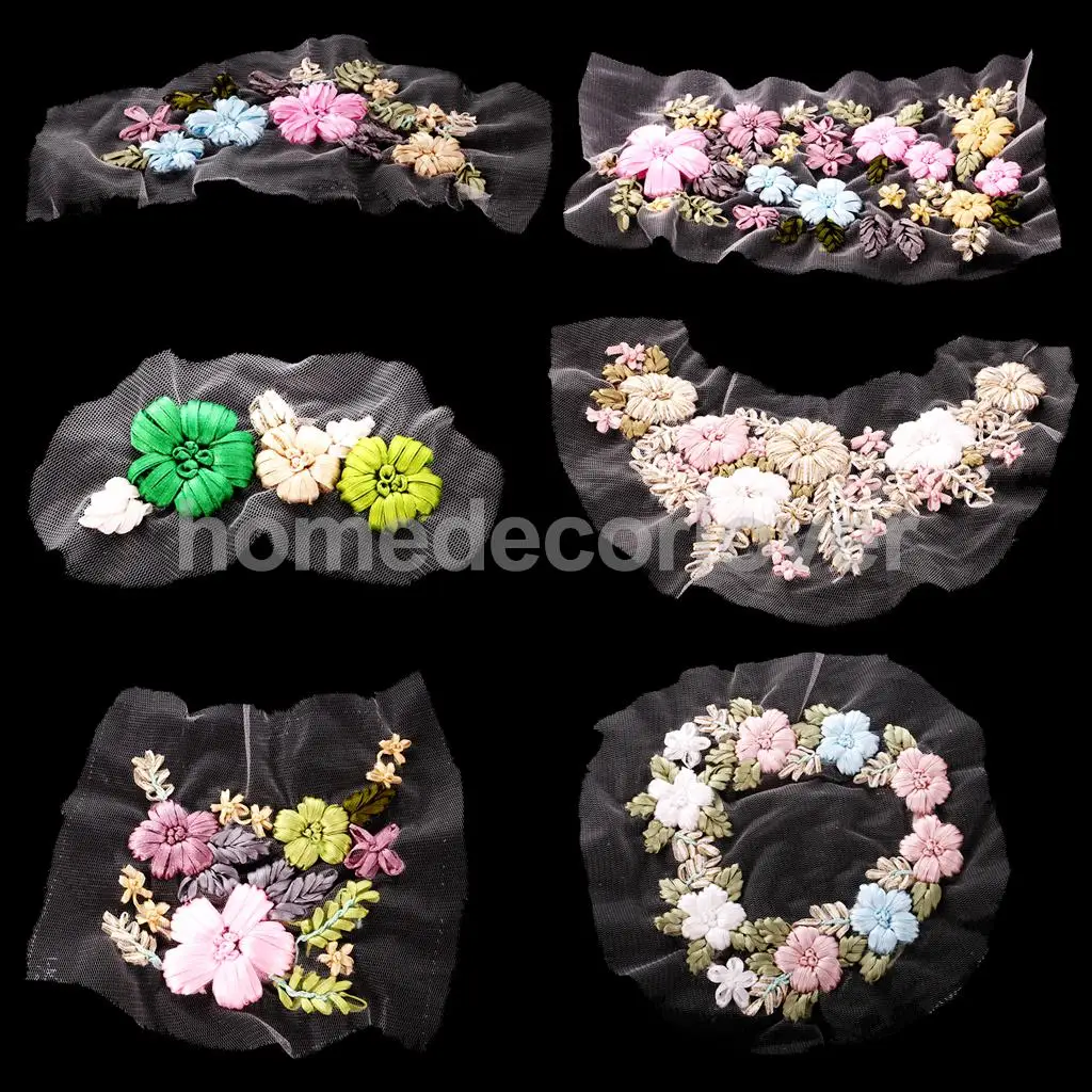 

Ribbons Embroidery Flower Sewing Applique Embellishments Patch for Clothes Dress Decor