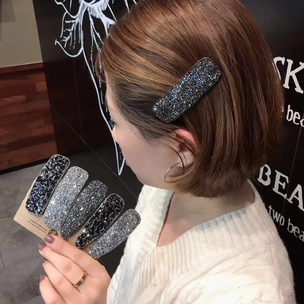 

M MISM Sweet Girls Hair Accessories Rectangle Ellipse Waterdrop Rhinestone BB Hair Clips for Womens Alloy Hairpins haarklem