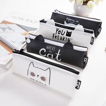 

Kawaii Cartoon Cat Pencil Case School Supplies Stationery High Capacity Pen Bag For Girls Animal Letter Pencil Box