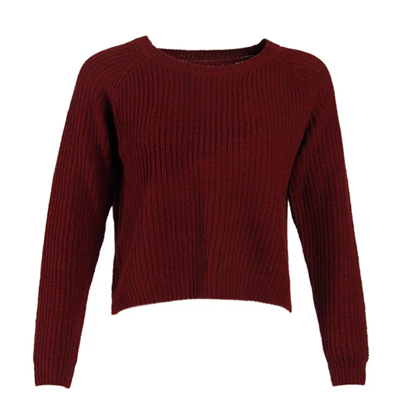 Women autum winter sweater,European and American short-style hem, long-sleeved open-ended knitted sweater S to XL Women autum winter sweater,European and American short-style hem, long-sleeved open-ended knitted sweater S to XL