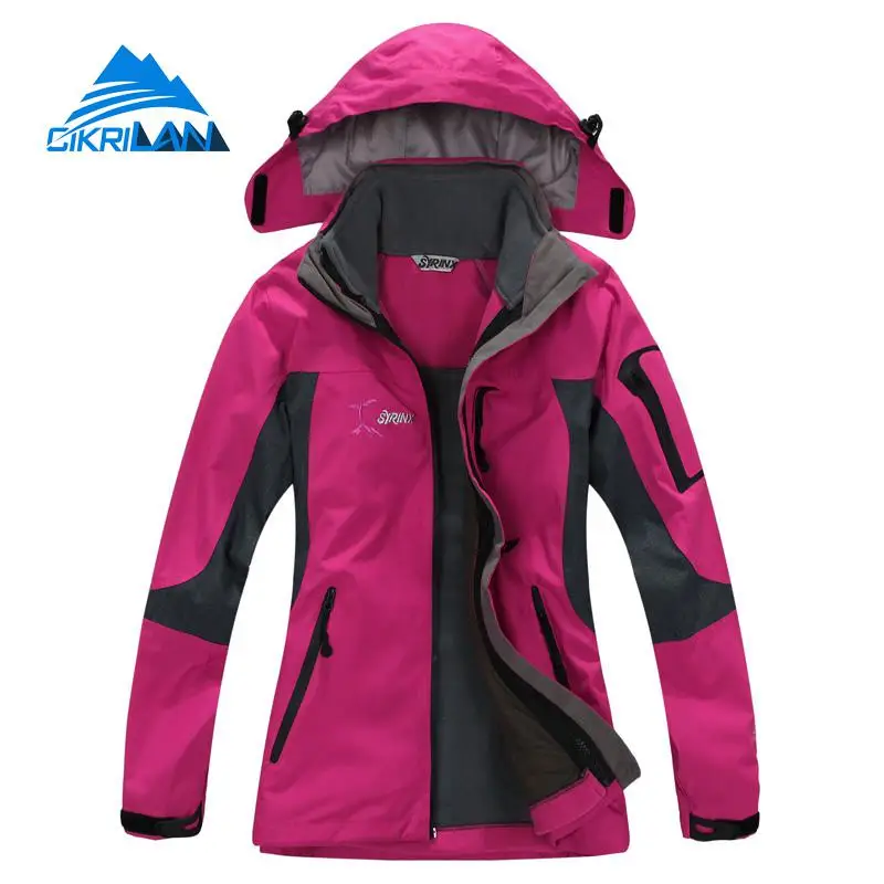 Женская ветровка 3в1 для кемпинга, водонепроницаемая, Jaqueta Feminina, для активного отдыха, спорта, туризма, зимняя куртка для женщин, для альпинизма, лыжное пальто - Цвет: rose
