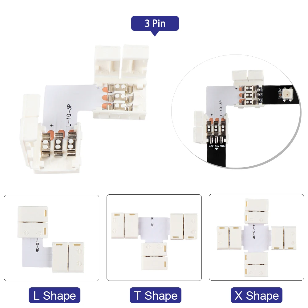 5 шт./лот 4 pin 2 pin 3 pin 5 pin светодиодный разъем L Форма T Форма X форма для подключения угловой прямоугольный светодиодный светильник