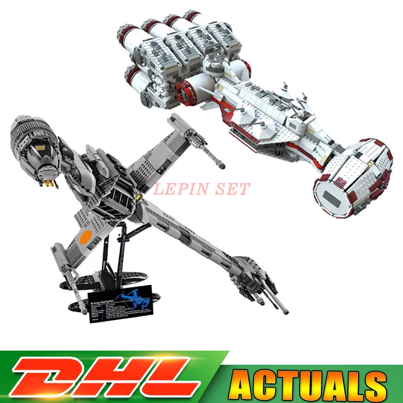 

DHL LEPIN 05045 B-wing Starfighter 10227 + 05046 Rebel Blockade Runner UCS 10019 Model Building Blocks Bricks Children Toy Clone