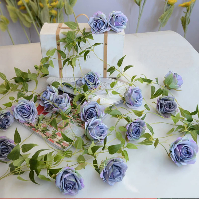 

5 Colors 8 cm Artificial Rose Flowers Wedding Bride Wreath Bouquet Silk Foam DIY Home Needlework Decor Rose Flowers Decoration