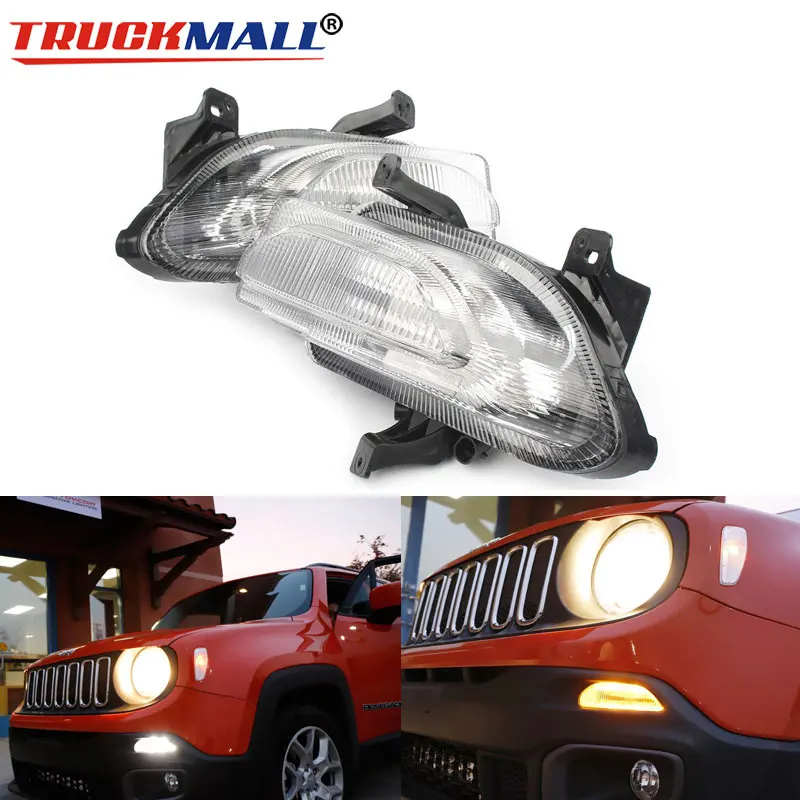 

For jeep renegade 2015-2018 LED Lights with White Daytime Running Light Amber Turn Signal Lamp Replacement Lighting (2pcs)