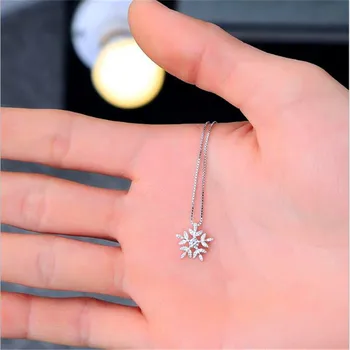 

LULU-PIG New 925 pure silver jewelry micro - set snow necklace Japanese and Korean fashion accessories pendant C023