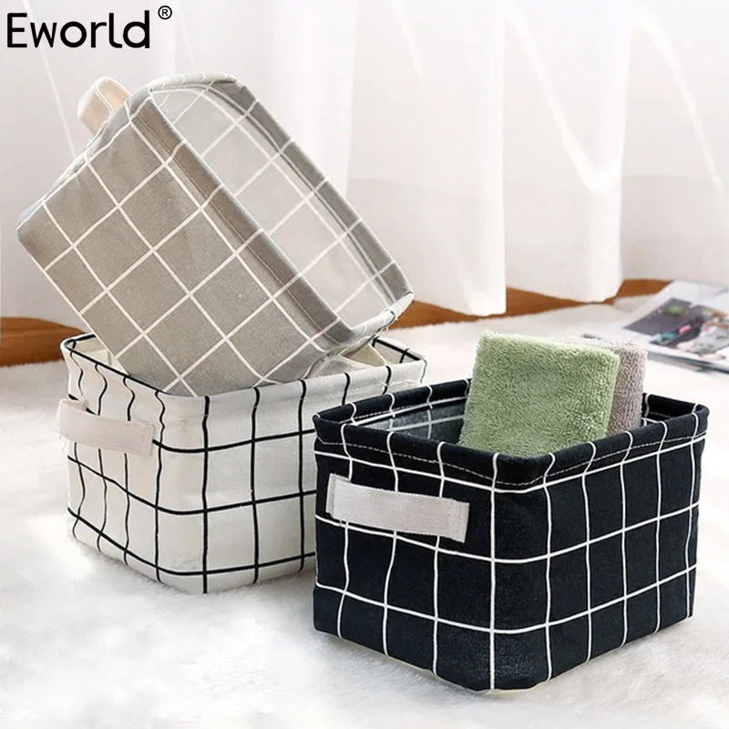 Eworld لطيف الطباعة للماء سطح المكتب المنظم التخزين حقيبة القطن الكتان أشتات صندوق تخزين مجلس الوزراء الملابس الداخلية سلة التخزين
