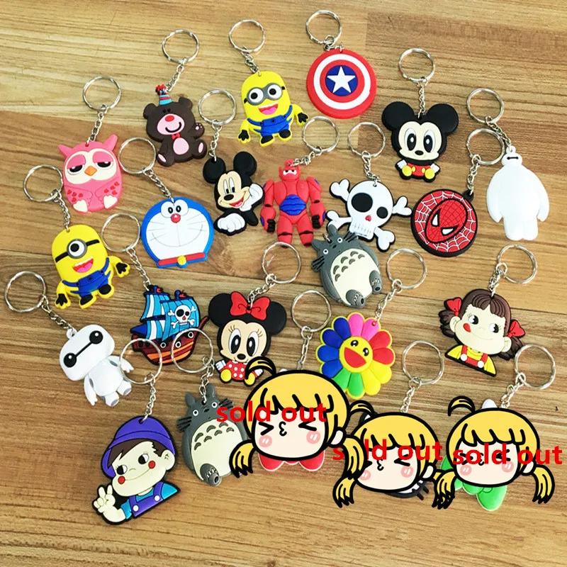 

1pcs Mickey Minnie Baymax Bear Cartoon Keychain Key Ring Japanese anime Holder Chaveiro Key Chains Bag Jewelry charm