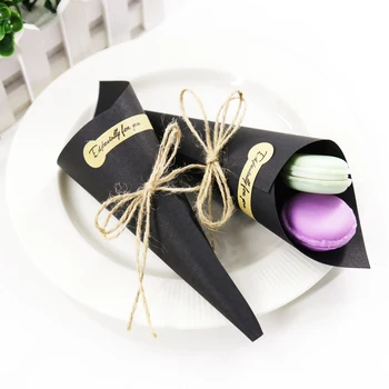 

50pcs/lot Creative Brown Musical Notes DIY Wedding Favors Kraft Paper Cones Candy Boxes Ice Cream Cones Party Gift Box 15*15cm
